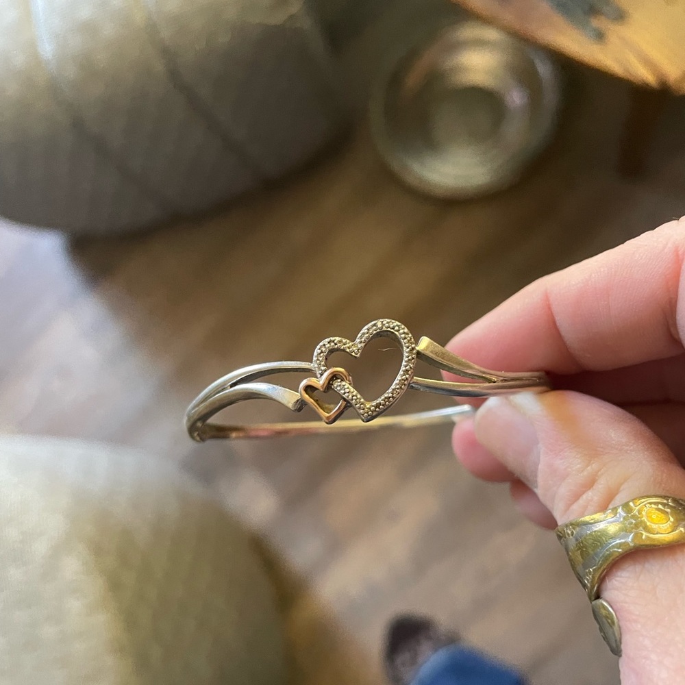 Diamond & Sterling Silver Bangle Braclet - image 1